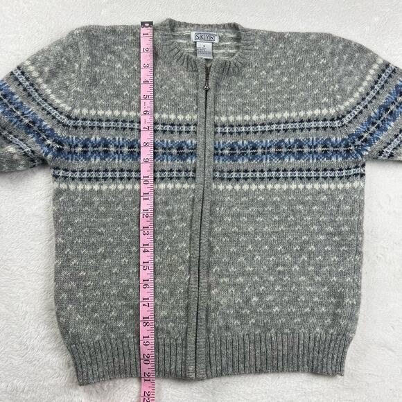 Skyr Vintage women's Zip up Sweater Wool Gray Blue Size Small - Picture 4 of 6
